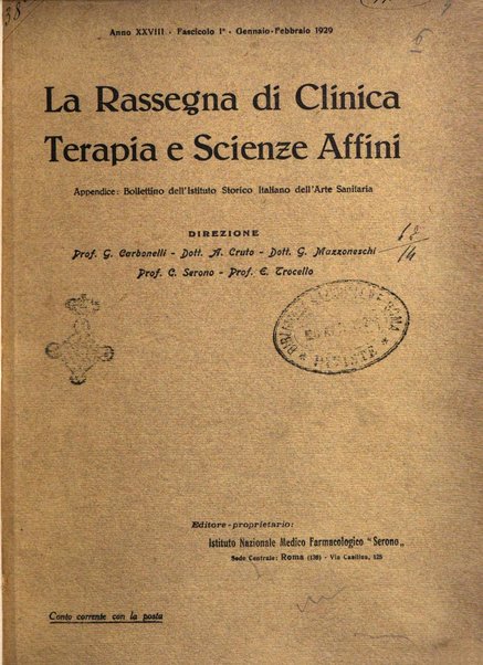 La rassegna di clinica, terapia e scienze affini