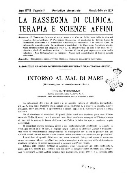 La rassegna di clinica, terapia e scienze affini