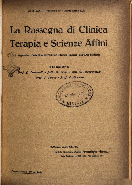 La rassegna di clinica, terapia e scienze affini