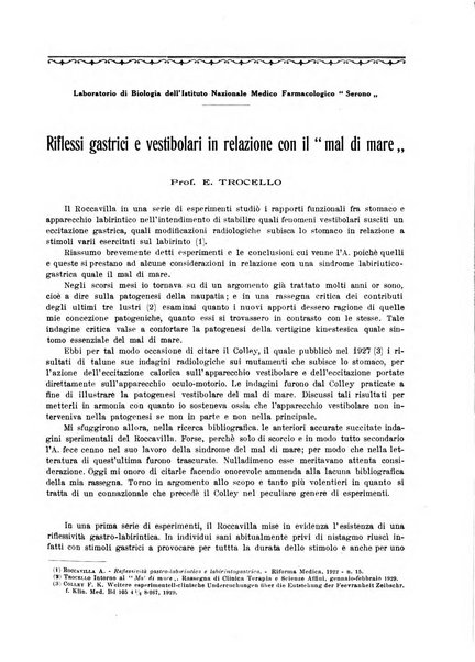 La rassegna di clinica, terapia e scienze affini