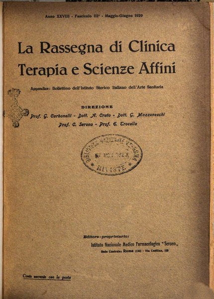 La rassegna di clinica, terapia e scienze affini