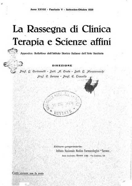 La rassegna di clinica, terapia e scienze affini