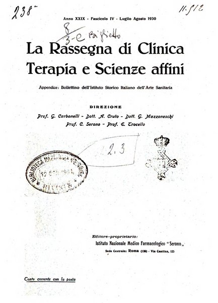 La rassegna di clinica, terapia e scienze affini