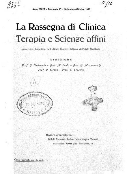 La rassegna di clinica, terapia e scienze affini