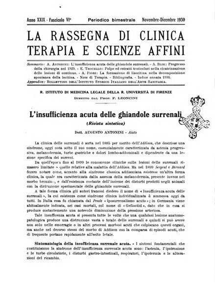 La rassegna di clinica, terapia e scienze affini