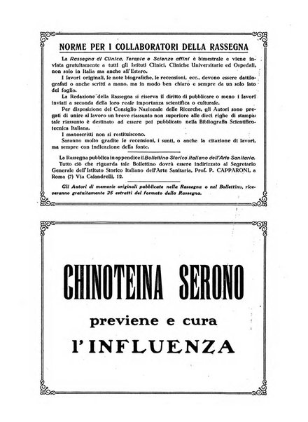 La rassegna di clinica, terapia e scienze affini