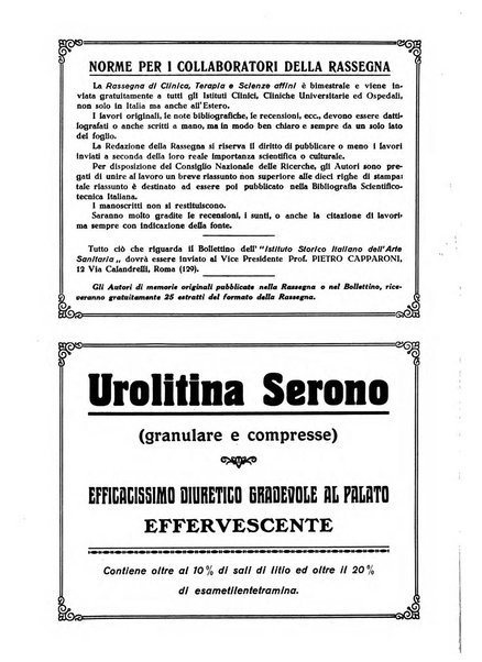 La rassegna di clinica, terapia e scienze affini