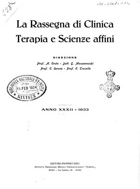 La rassegna di clinica, terapia e scienze affini