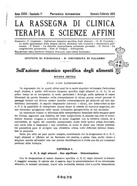 La rassegna di clinica, terapia e scienze affini