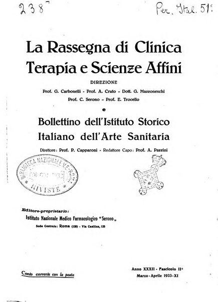 La rassegna di clinica, terapia e scienze affini