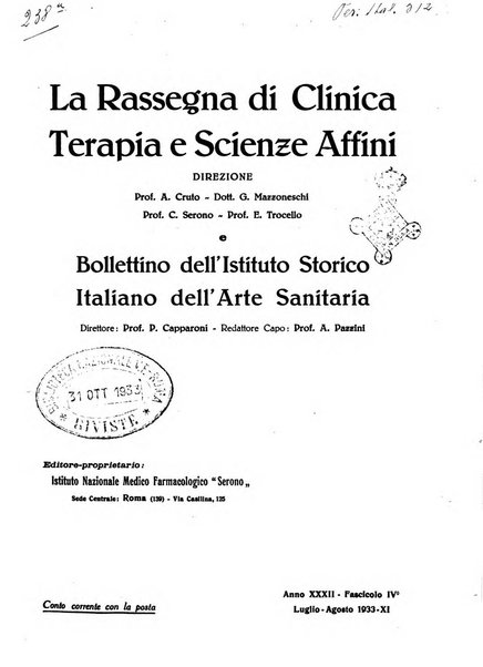 La rassegna di clinica, terapia e scienze affini