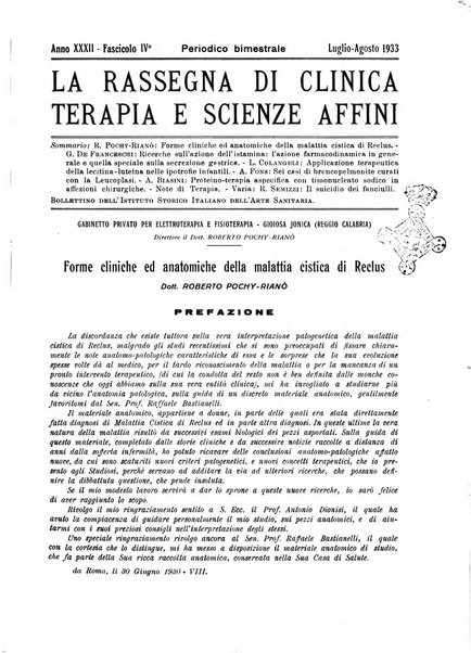 La rassegna di clinica, terapia e scienze affini