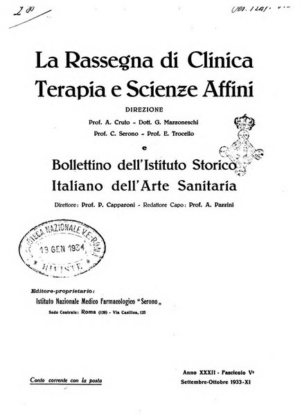 La rassegna di clinica, terapia e scienze affini