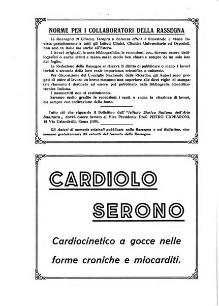 La rassegna di clinica, terapia e scienze affini