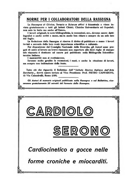 La rassegna di clinica, terapia e scienze affini