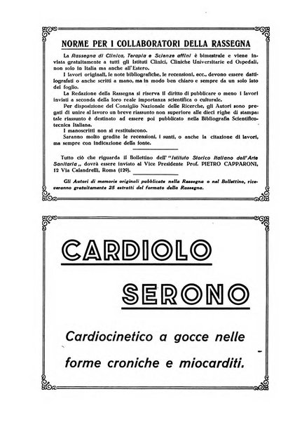 La rassegna di clinica, terapia e scienze affini