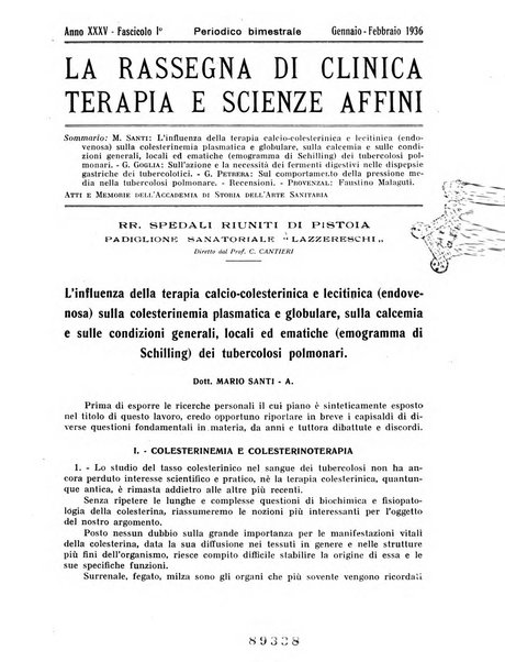 La rassegna di clinica, terapia e scienze affini