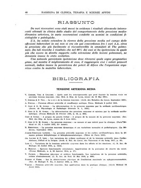 La rassegna di clinica, terapia e scienze affini