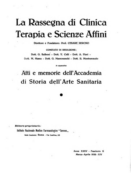 La rassegna di clinica, terapia e scienze affini