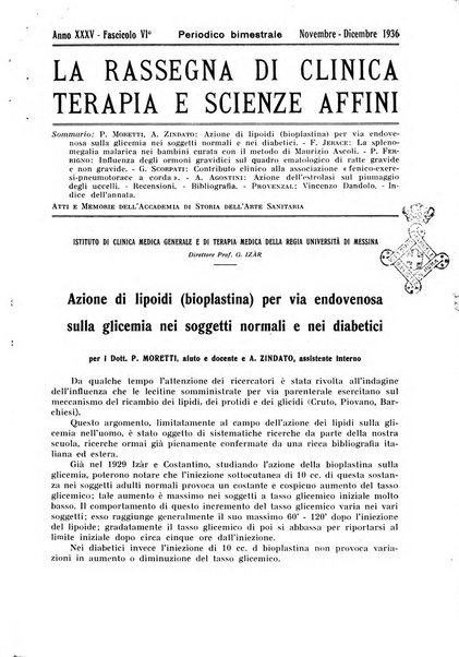 La rassegna di clinica, terapia e scienze affini