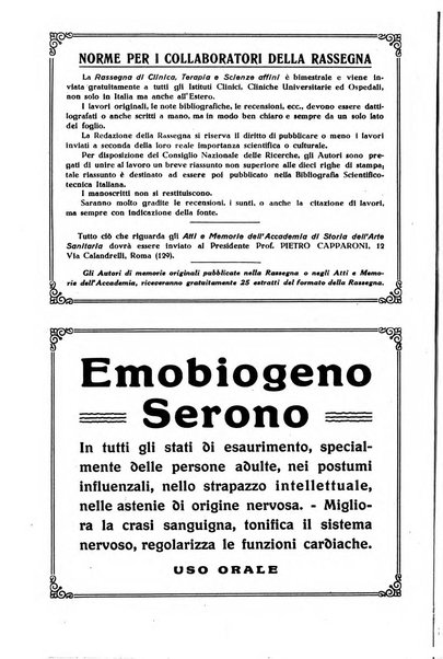 La rassegna di clinica, terapia e scienze affini