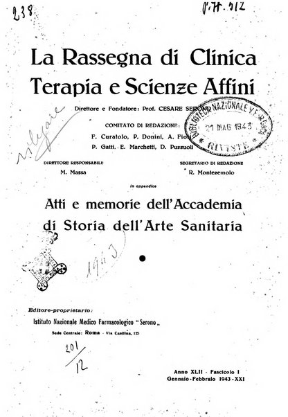 La rassegna di clinica, terapia e scienze affini