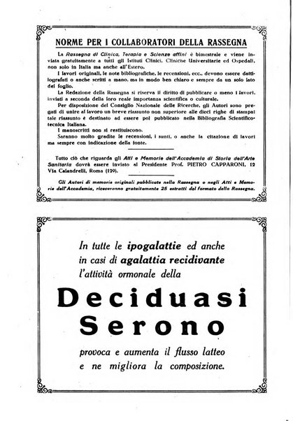 La rassegna di clinica, terapia e scienze affini