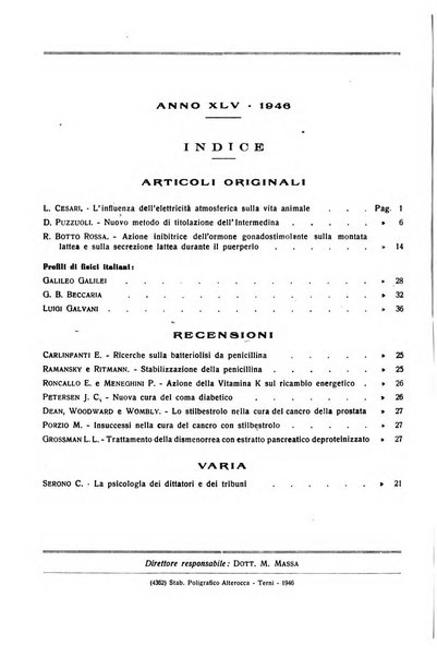 La rassegna di clinica, terapia e scienze affini