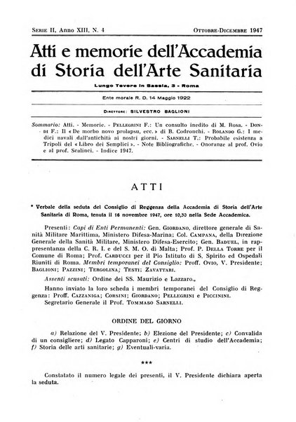 La rassegna di clinica, terapia e scienze affini