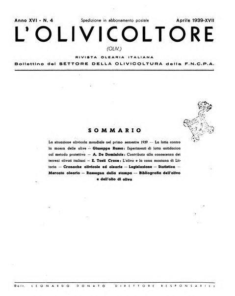 L'olivicoltore bollettino settimanale della Società nazionale degli olivicoltori