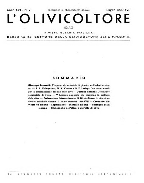 L'olivicoltore bollettino settimanale della Società nazionale degli olivicoltori