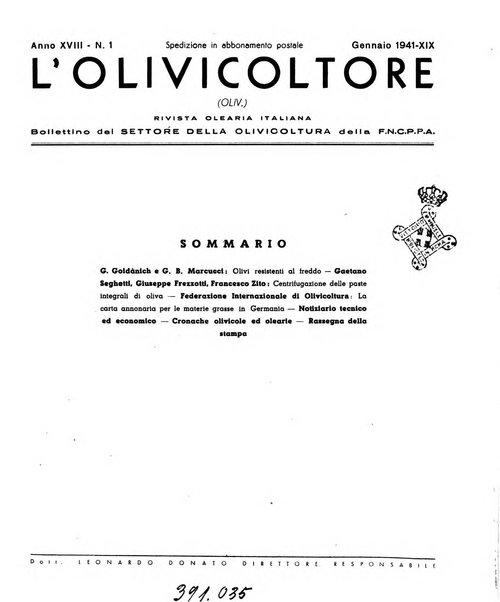 L'olivicoltore bollettino settimanale della Società nazionale degli olivicoltori