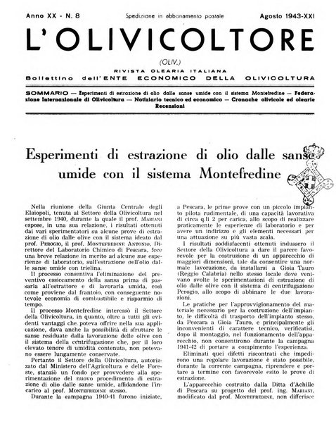 L'olivicoltore bollettino settimanale della Società nazionale degli olivicoltori