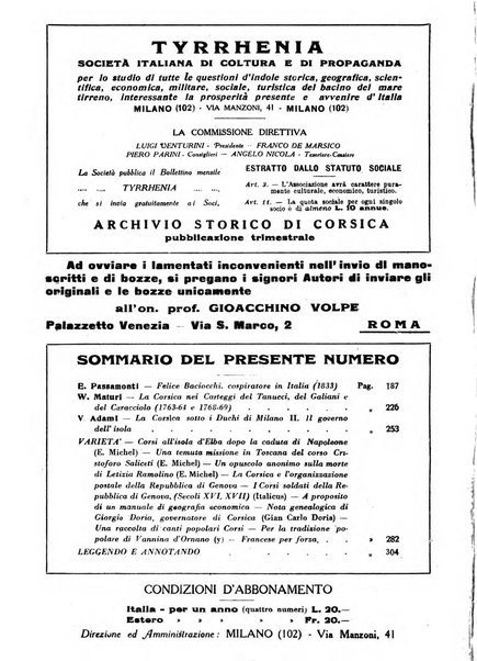 Archivio storico di Corsica pubblicazione trimestrale