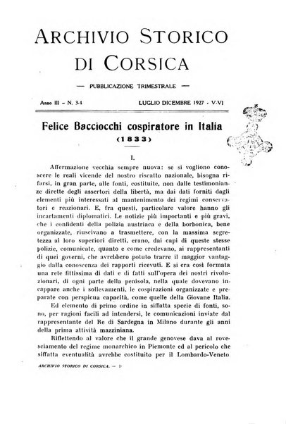 Archivio storico di Corsica pubblicazione trimestrale