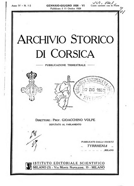 Archivio storico di Corsica pubblicazione trimestrale