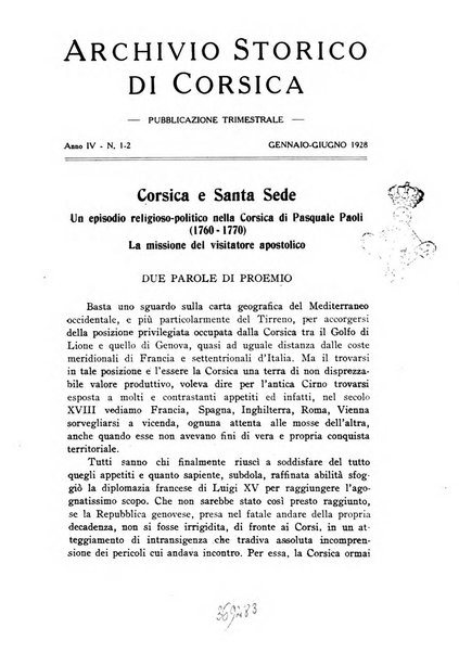 Archivio storico di Corsica pubblicazione trimestrale