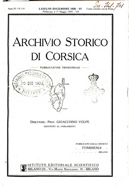 Archivio storico di Corsica pubblicazione trimestrale