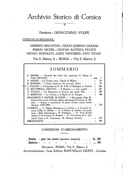 Archivio storico di Corsica pubblicazione trimestrale