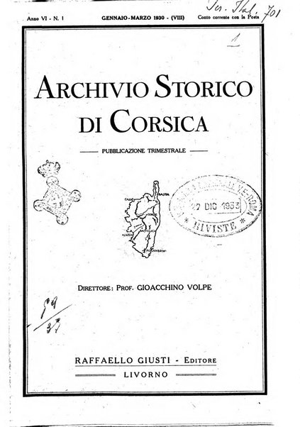 Archivio storico di Corsica pubblicazione trimestrale