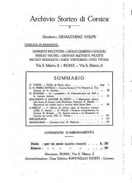 Archivio storico di Corsica pubblicazione trimestrale