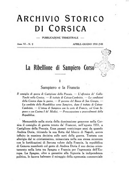 Archivio storico di Corsica pubblicazione trimestrale