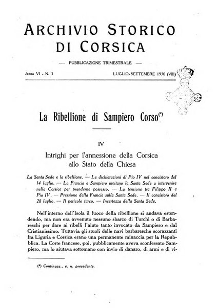 Archivio storico di Corsica pubblicazione trimestrale