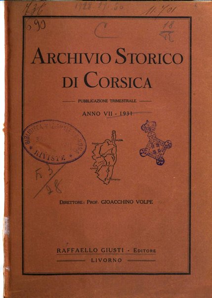 Archivio storico di Corsica pubblicazione trimestrale