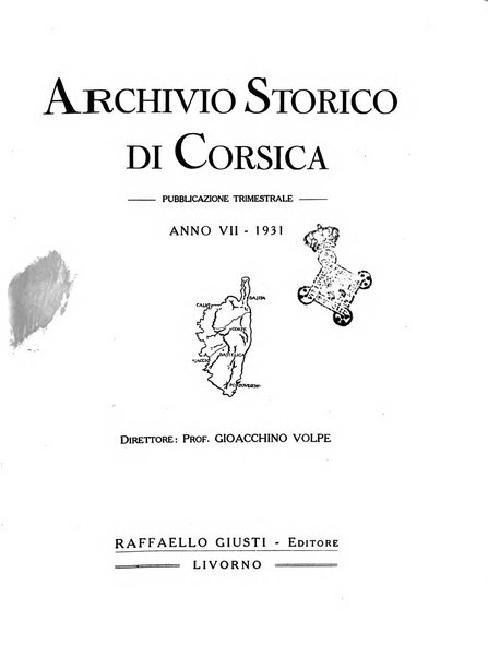 Archivio storico di Corsica pubblicazione trimestrale