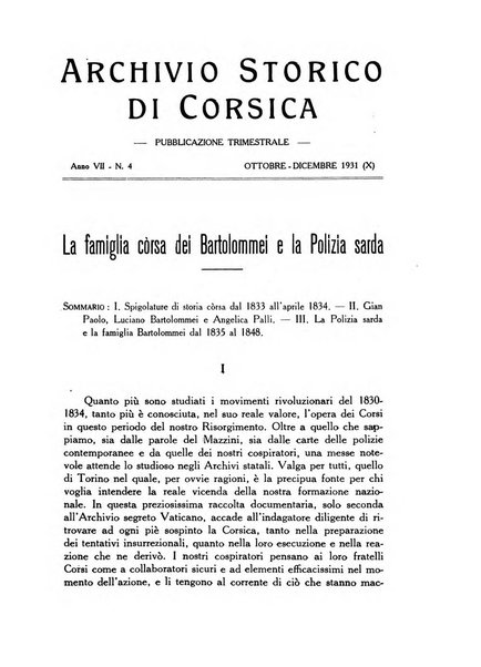 Archivio storico di Corsica pubblicazione trimestrale