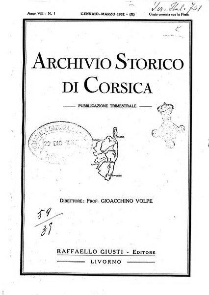 Archivio storico di Corsica pubblicazione trimestrale