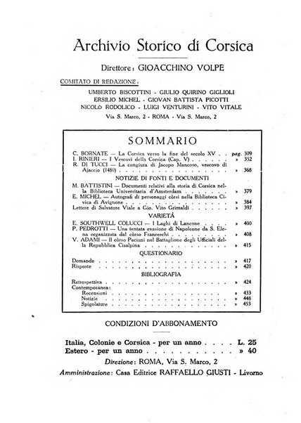 Archivio storico di Corsica pubblicazione trimestrale