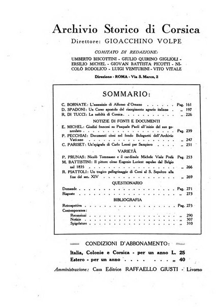 Archivio storico di Corsica pubblicazione trimestrale