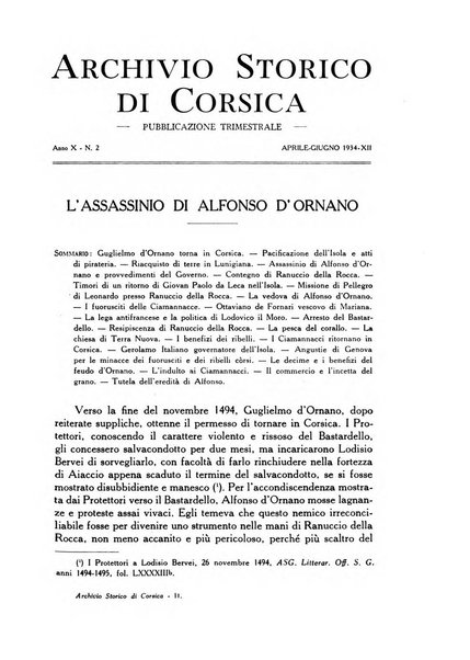 Archivio storico di Corsica pubblicazione trimestrale